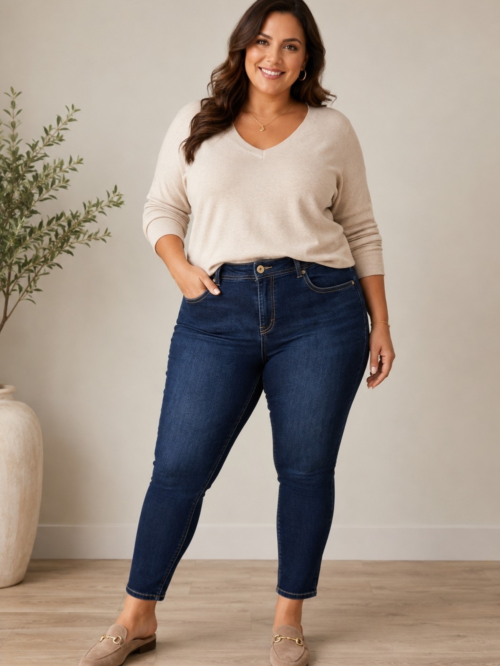 Jordache Dark Indigo Mid-Rise Women’s Skinny Jeans